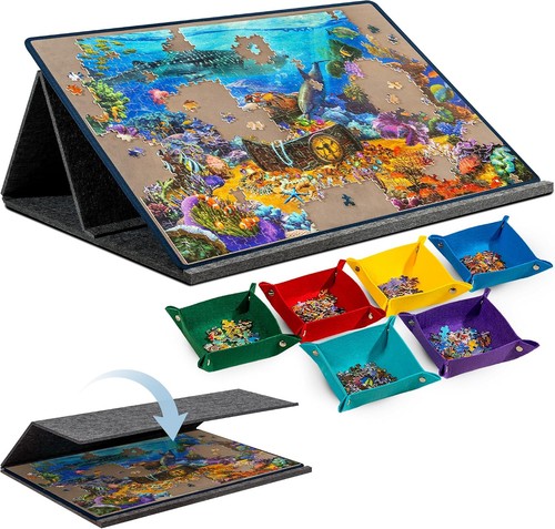 1000 Piece Tilting Puzzle Board with 2-in-1 Stand & Cover, Adjustable Felt Mat