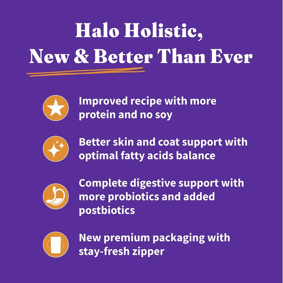 Halo Holistic Chicken Recipe Dry Cat Food 6 lb Grain Free Nutrient Rich - Image 3 of 4