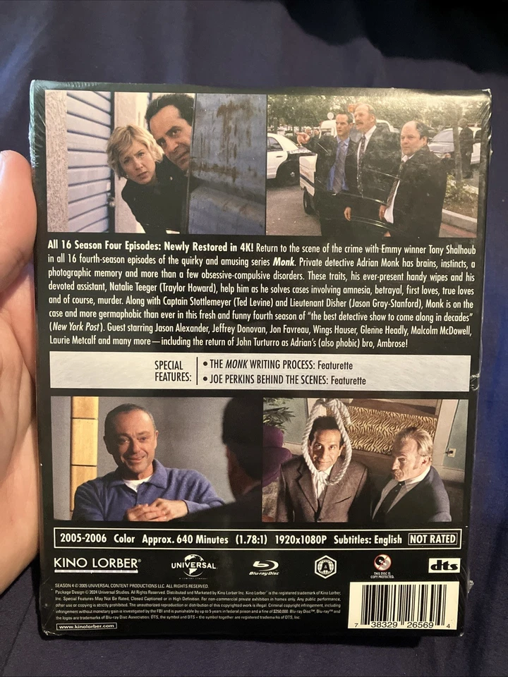 Monk: Season Four [New Blu-ray] Boxed Set 4 REGION A US IMPORT SLIPCOVER KINO - Image 3 of 4