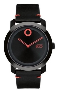 Brand New Movado Trend Impulse Men s Orange Dial Leather Strap Watch 3601059