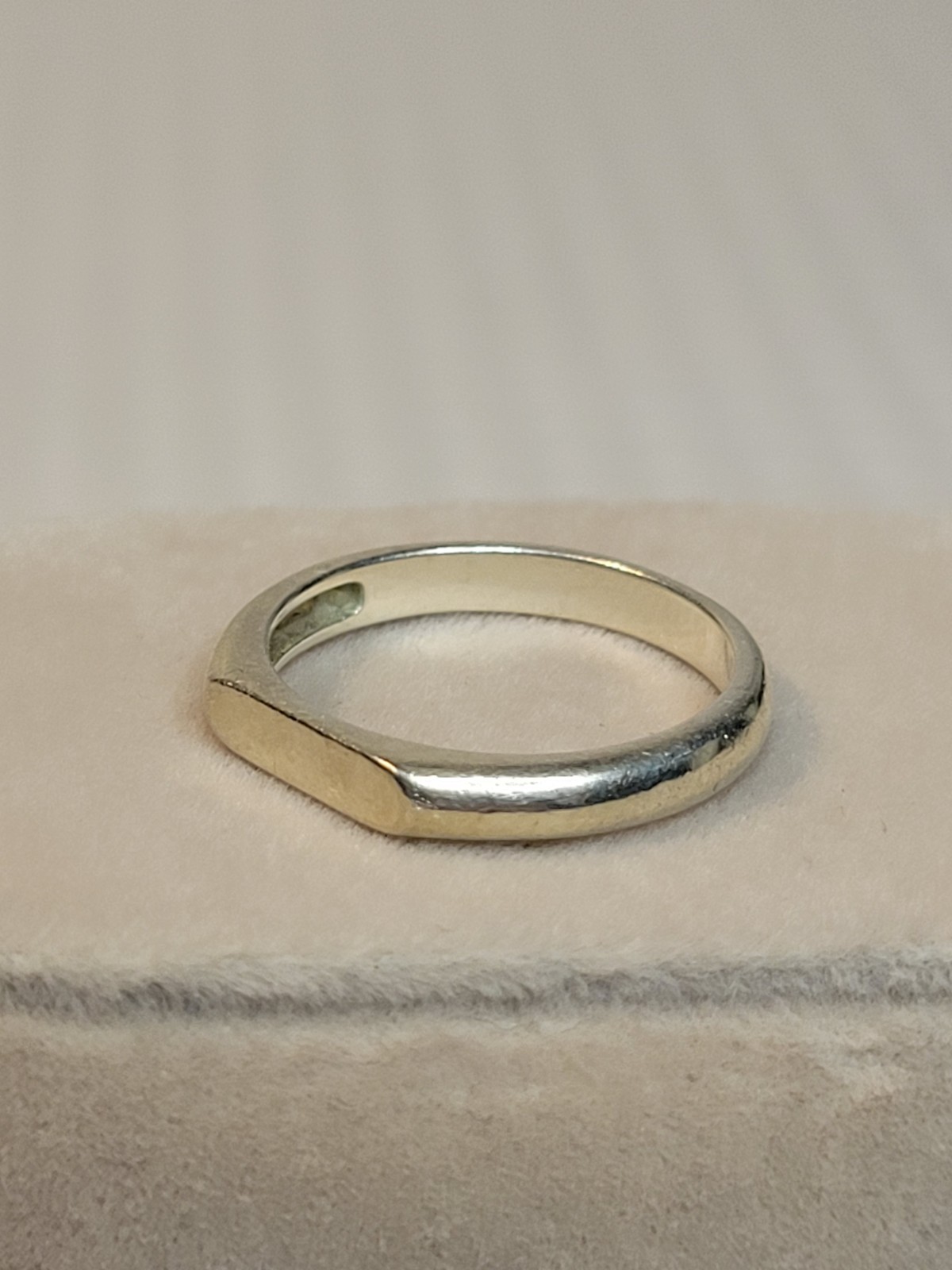 Sterling Silver 925 Solid Plain Thin Signet Flat … - image 4