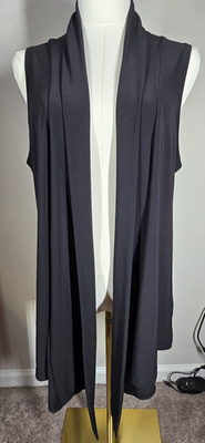 #ad Sympli Womens Stretch Long Sleeveless Vest Jacket Topper Black Size 12 $34.99