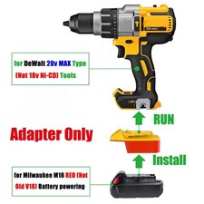 1x Adapter fits Dewalt 20V MAX XR Tool To for Milwaukee M18 RED Li-Ion Batteries