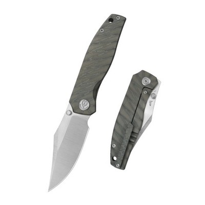 KB Classico Folding Knife Flame Titanium Handle M390 Clip Point Plain KB478B