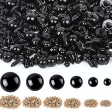 UPINS 600 Pieces 6-16MM Safety Eyes with Washers Black Plastic 6-16MM,