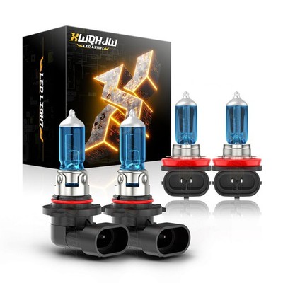 Halogen Headlight Bulbs Combo Kit 9005 + H11 High Low Beam 5K White Bright