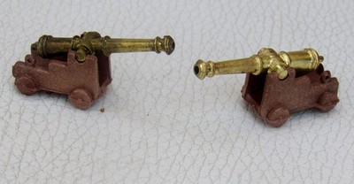 MODEL SHIP FITTINGS 40 MM CANNONS WITH CARRIAGE 2/SET , CANNON & CARRIAG
