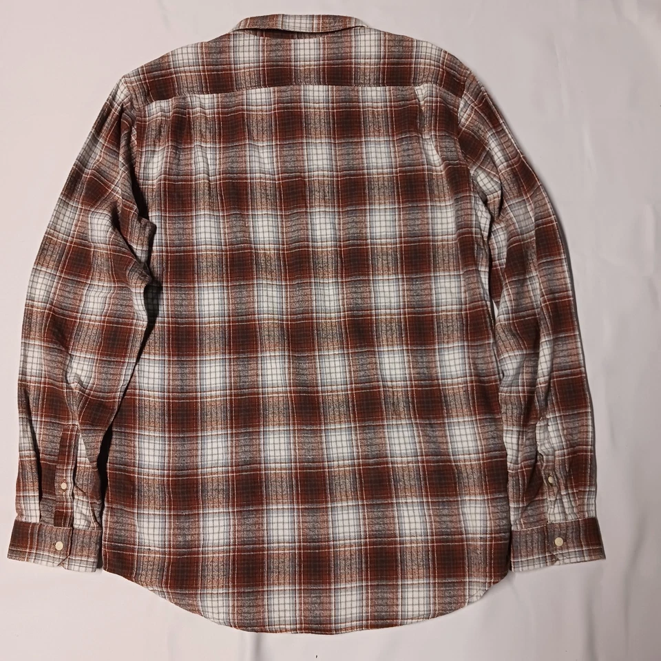 Camisa EZEKIEL Talla XXL Marrón a Cuadros 100% Algodón Manga Larga Botón - Hombres Franela Foto 3 de 4