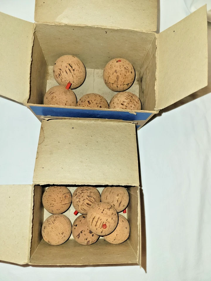 2 Vintage IDEAL STORE BOXES of Old NOS  CORK FISHING BOBBERS floats - Image 3 of 4