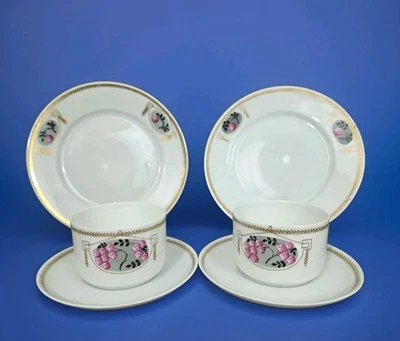 N0267 Paar Nymphenburg 3-teilige Jugendstil Kaffeegedecke Entw. Niemeyer, 1.Wahl - Bild 1 von 4