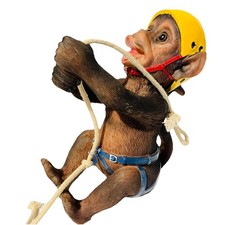 Baby Monkey Tree Hanging Simulated Sculpture Resin Garden Patio Yard Statue 9in