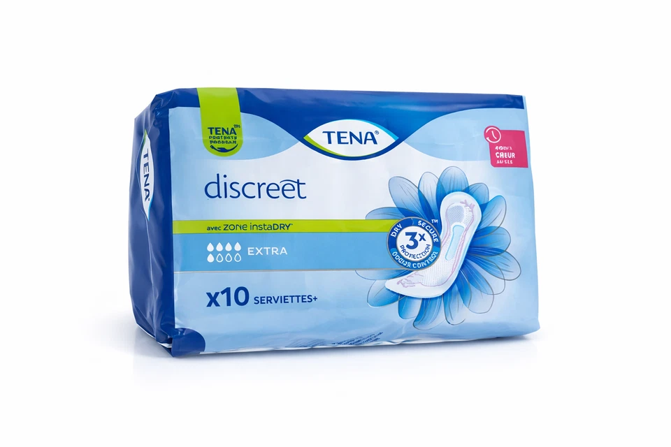 Serviettes Hygiéniques Hypoallergéniques TENA Discreet Jour – 5 Gouttes – Lot 10 - Photo 1/1