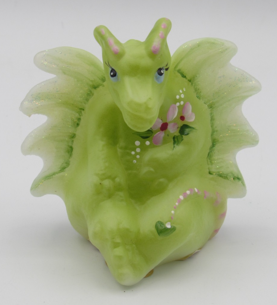Fenton Hand Painted Lima The Little Green Dragon - Artist Signed
