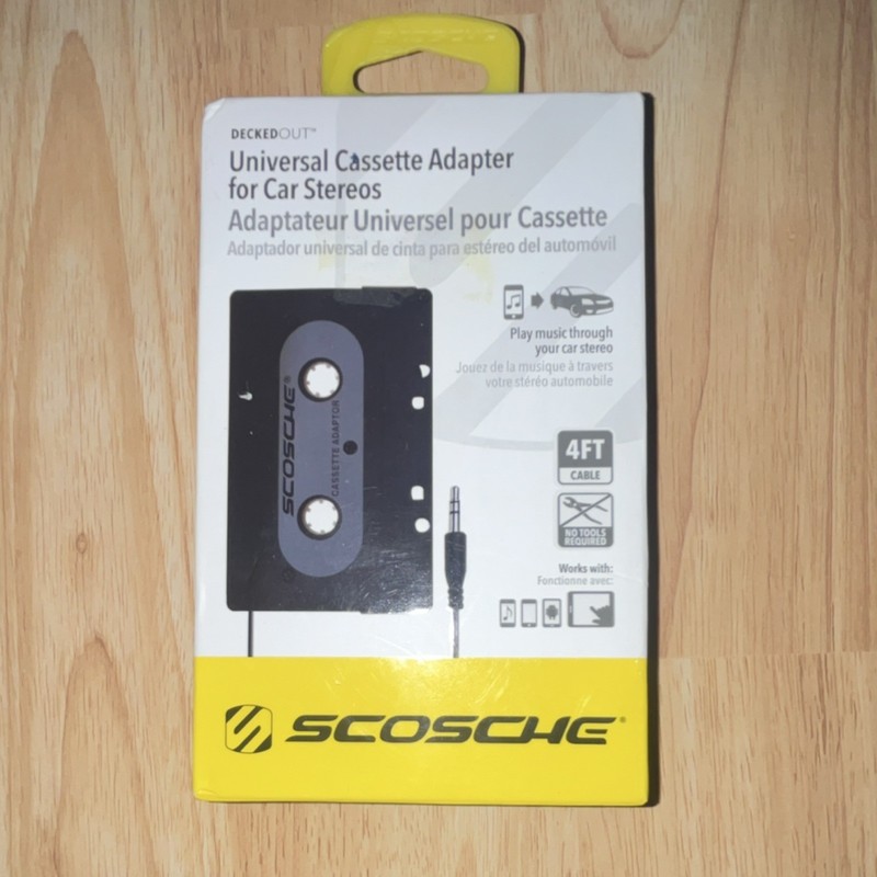 Scosche PCA2 Cassette Adapter Black Static Reduction Plug & Play 4ft Cable