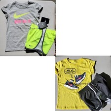 Nike Girls Size 6 - Lined Dri-fit Shorts  Tops  Yellow Gray 4pc NEW 90