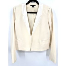 THEORY Cream Nabiel C Modern Virgin Wool Satin Lapel Buttonless Blazer Size 6