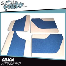 Panneaux de portes en tissu diamanté bleu et simili gris pour Simca Aronde P60