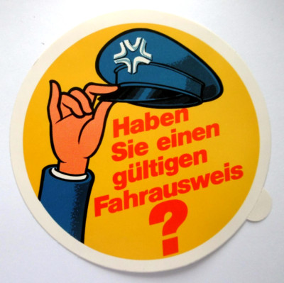 Aufkleber Haben Sie einen gültigen Fahrausweis ? ÖPNV Bus Bahn Schaffner 15 cm