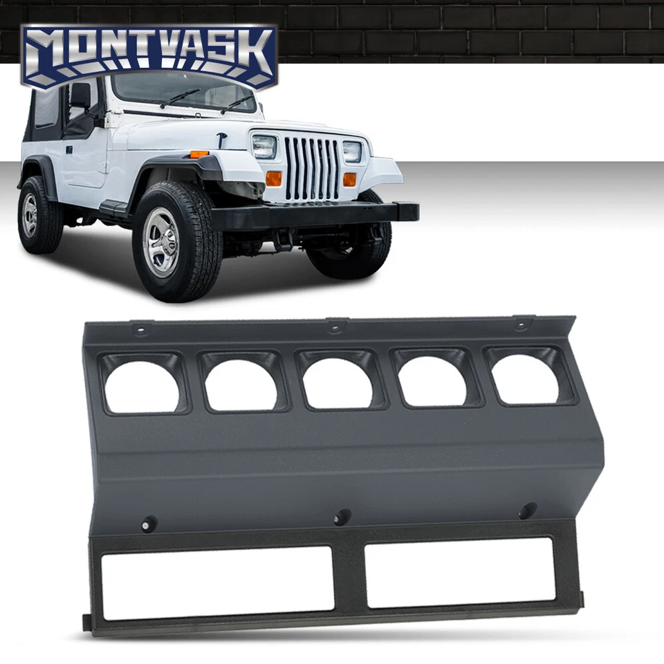 Ajuste para Jeep Wrangler YJ 87-95 gris calibre central radio tablero bisel embellecedor Foto 3 de 4