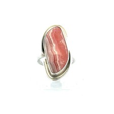 Sterling Silver Natural Rhodochrosite Ring Size 9 1/2 x 1 Inch
