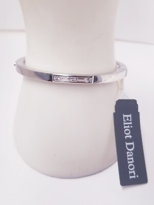 ELIOT DANORI Danori Channel Set Hinged Silver Plated Bracelet