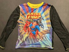 Vintage JUSTICE LEAGUE DC COMICS Pajama Top Shirt L 10/12 Batman Superman Flash