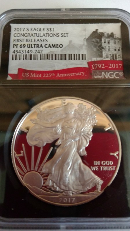 2017-S EAGLE CONGRATULATIONS SET FIRST RELEASES NGC PF 69 ULTRA CAMEO. S0517F 