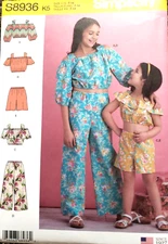 Simplicity S8936  Girls Sz 7-14 Shorts Tops Pants Cool Cotton Summer Styles