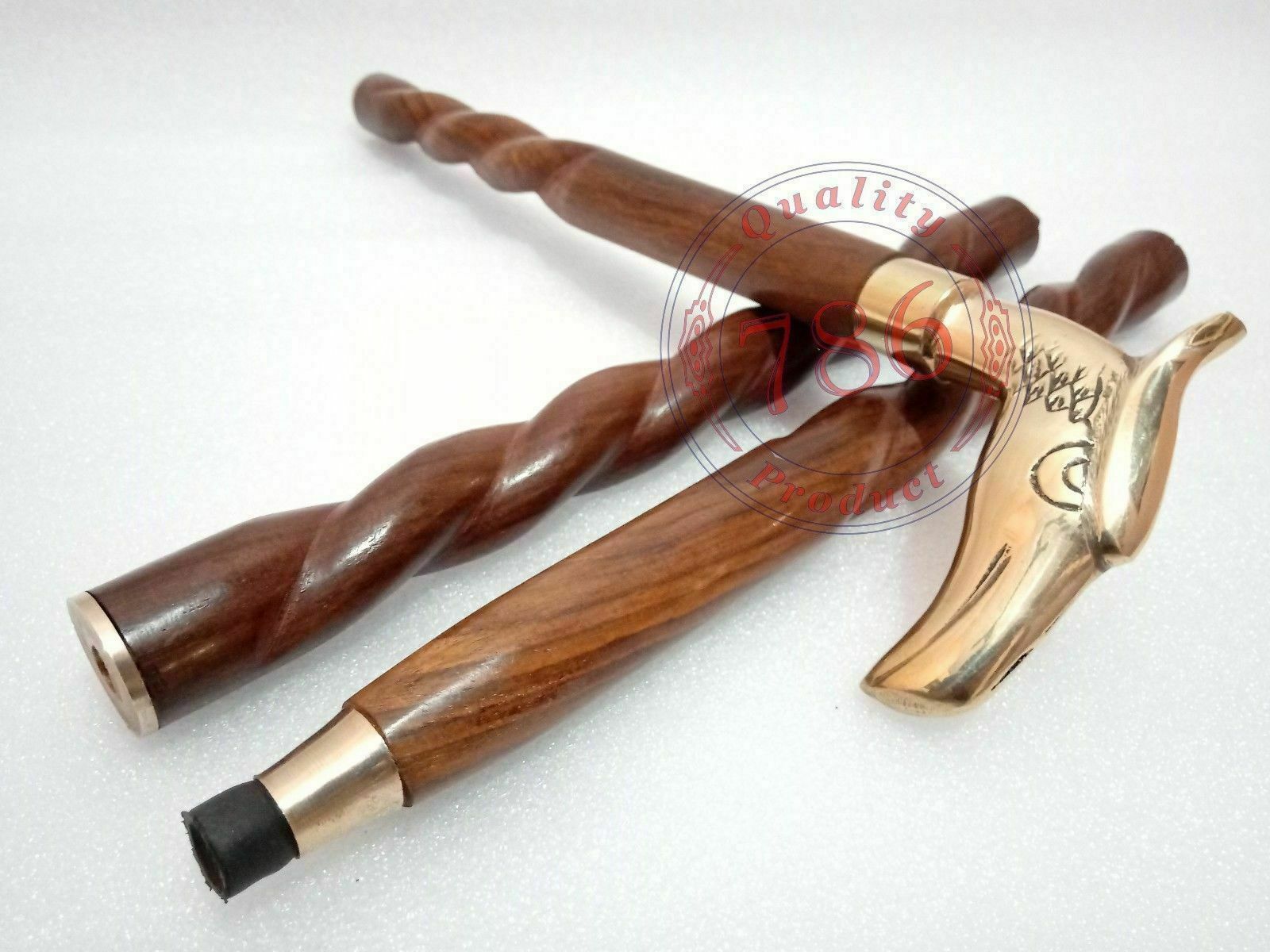 Vintage Solid Brass Eagle Handle Victorian Wooden… - image 2