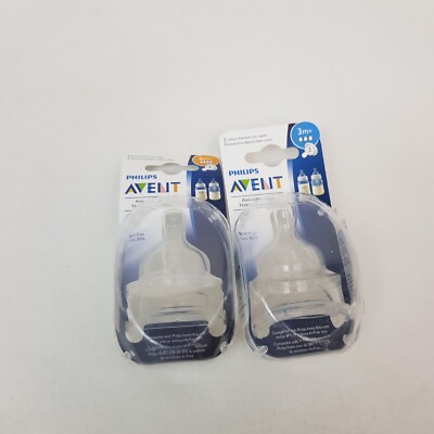4 Philips Avent FAST Flow Anti-Colic Baby Bottle Nipple 6M and 3M 2 each