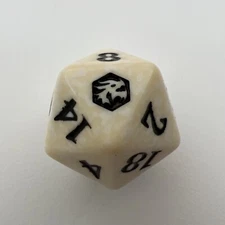 Magic The Gathering  Spin Down Die Dice D20  Ivory White & Black Life Counter