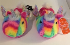 Rainbow Color Unicorn Girls Slippers Size 13-1 Brand New By Wonder Nation