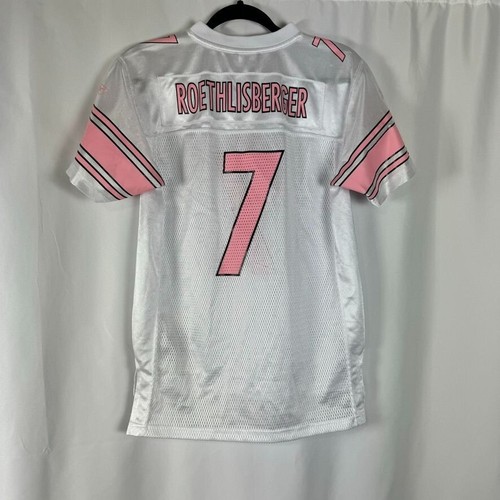 Maglia Reebok NFL Players Inc Steelers Roethlisberger rosa bianca giovani ragazze XL - Foto 10 di 12