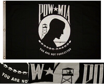 3x5 Embroidered Sewn POW MIA POWMIA 100% Cotton Flag 3'x5'