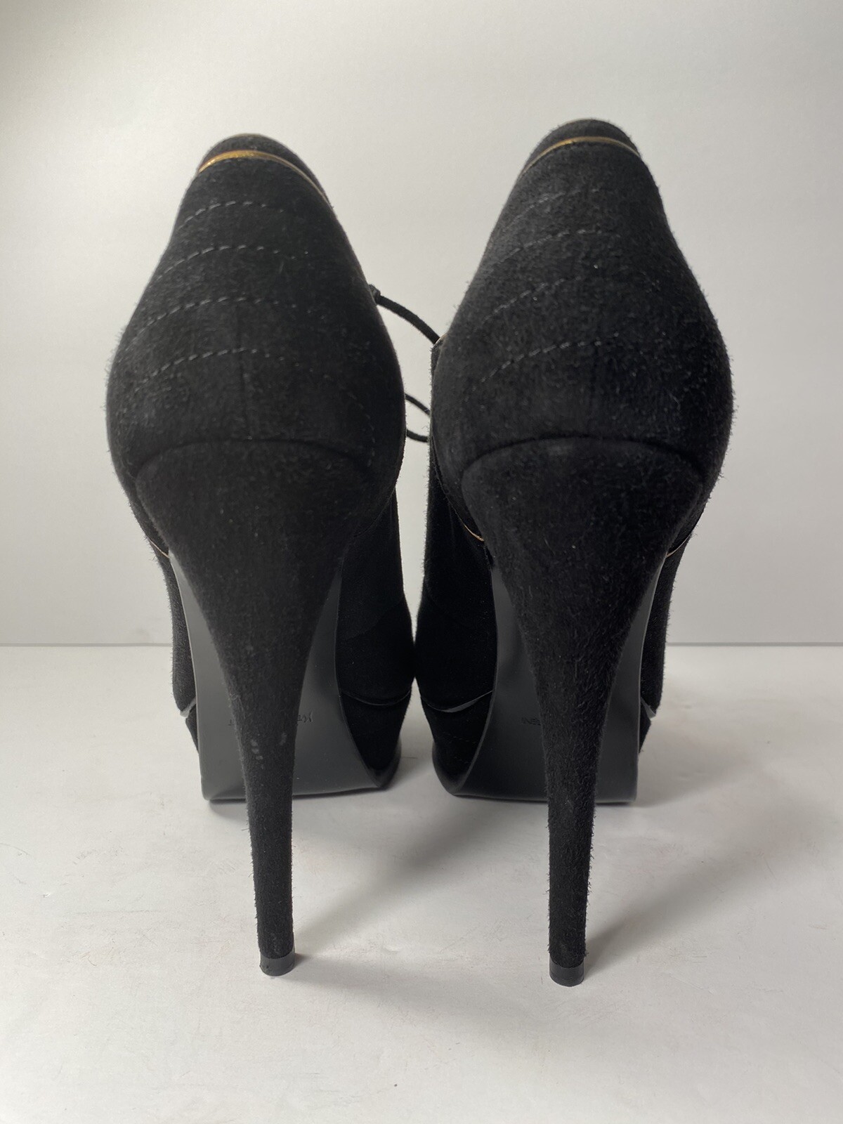 Stivaletti stivaletti YSL Yves Saint Laurent scamosciati tacco nero 36 5 6 6 5