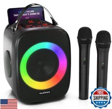 MASINGO Karaoke Machine for Kids and Adults with 2 Wireless Bluetooth Microph