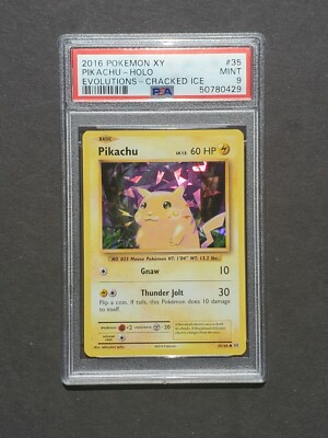 Pokemon PSA 9 PIKACHU 35/108 - EVOLUTIONS SET CRACKED ICE HOLO