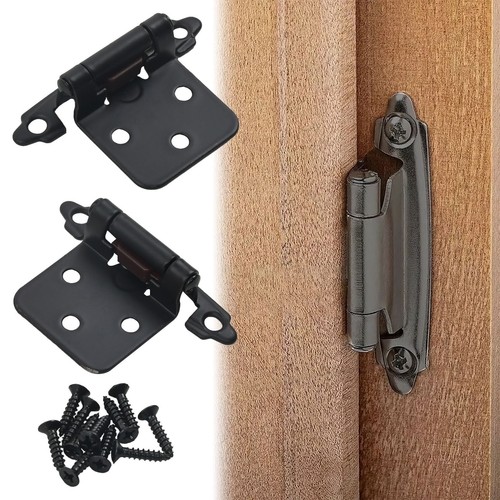 20 piezas bisagras de gabinete negro mate superpuestas cierre automático para puerta de armario de cocina - Imagen 9 de 17