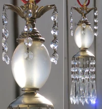 SWAG lamp chandelier Vintage opaque Lucite Morning Dew crystal glass prisms