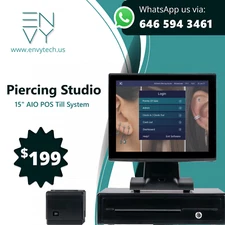 15" Touchscreen POS Cash Register Till System For Piercing Studios