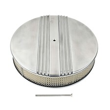 Polished 14x3 Partial Finned Round Aluminum Air Cleaner For Chevy Ford Sbc Bbc