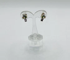 Vintage 925 Silver Earrings Cross With Purple, Green, Blue And Yellow CZ