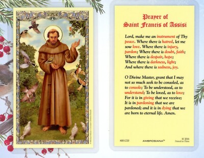 Saint Francis - A Prayer of St Francis of Assisi - Laminated Holy Card 800-1220