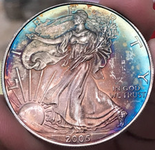 2005 American Silver Eagle - Rainbow Toning - 1oz .999 Fine Silver