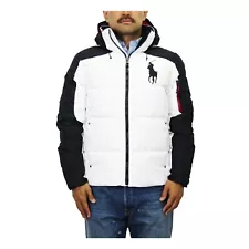 Polo Ralph Lauren Big Pony Hooded Puffer Down Jacket Coat - White/Black -