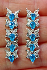Silver Earrings Apatite Genuine Natural Mined Gems Solid Sterling Dangle Drop