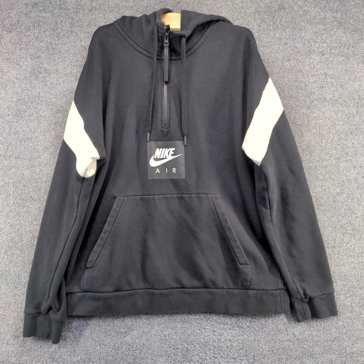 Nike Air Men's 1/4 Zip Pullover Hoodie Sweatshirt Large Black