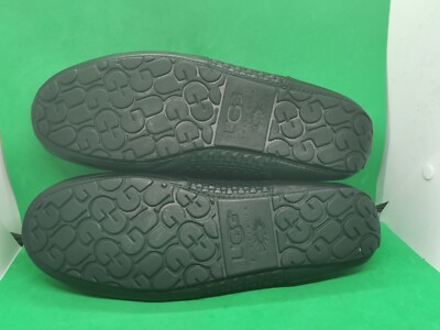 UGG Black Leather Woven Shoe Slip On Loafers Wool Lining Men  display picture 2