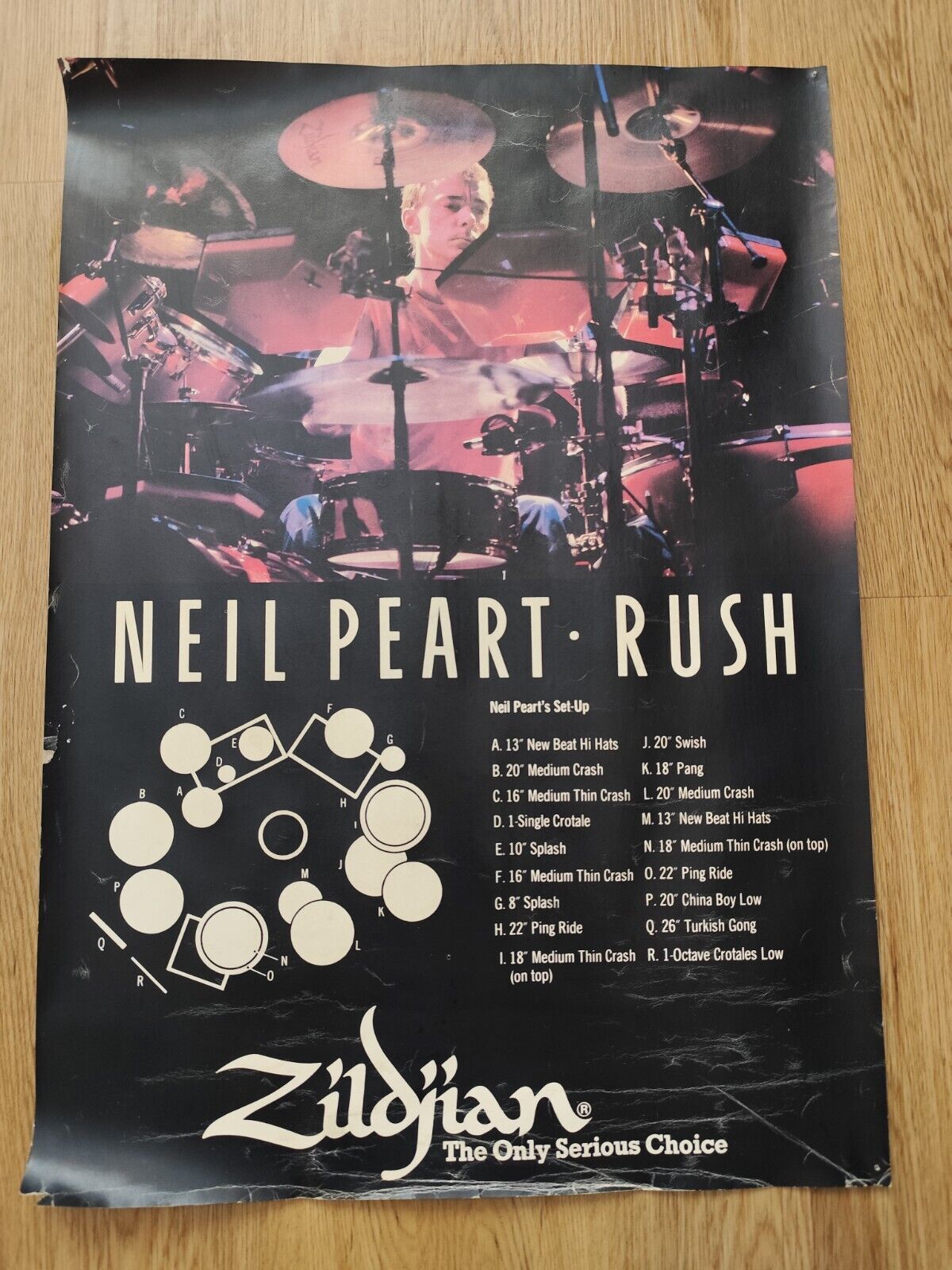 Zildjian Neil Peart Rush Rare Promo Drum Kit Poster 