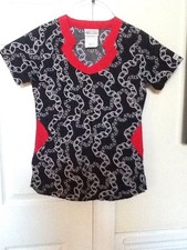 Ladies size XS UAScrubs Black Chainlink Scrub Top